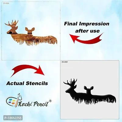 Kachi Pencil Deer Craft Stencil for Art and Painting, Size 6 x 6 inch Reusable Stencil for Painting, Fabric, Glass, Wall Painting, and Craft Painting, Kids DIY Project-thumb5