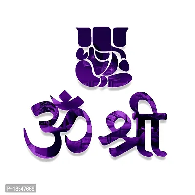 Spectro - Om Shree Ganesh Stickers Acrylic 3D Home Decoration Wall Stickers, Mirror Stickers for Wall Color : Purple