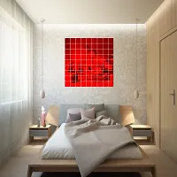 Spectro Big Square 50 (Each Piece Size 10 cm), Mirror Stickers for Wall, 3D Acrylic Mirror Wall Stickers for Home  Office, Bedroom, Living Room, Wall, Ceiling, Color : Red-thumb2