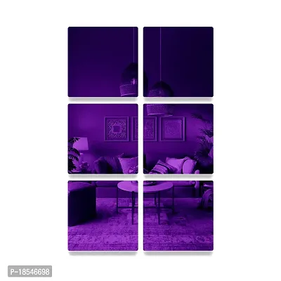 Spectro 6 Curve Square (6 inch Each Piece), 3D Acrylic Mirror Wall Stickers for Home  Office, Bedroom, Living Room, Wall, Ceiling, Color : Purple