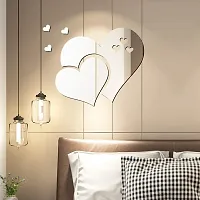Spectro 3D Acrylic Mirror Wall Decor Stickers, 2 Sets Double Heart Shaped DIY Self-Adhesive Wall Art Decals Home Decorations for Living Room, Bedroom, Bathroom, Farmhouse (Silver)-thumb3