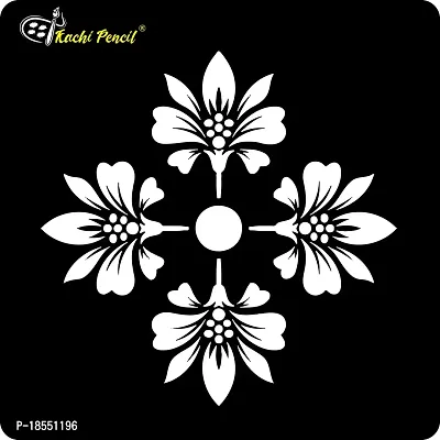 Kachi Pencil Round Pattern Design Mandala Art and Craft Stencils for Painting, Size 6 x 6 inch Reusable Stencil for Painting, Fabric, Glass, Wall Painting, and Craft Painting-thumb2