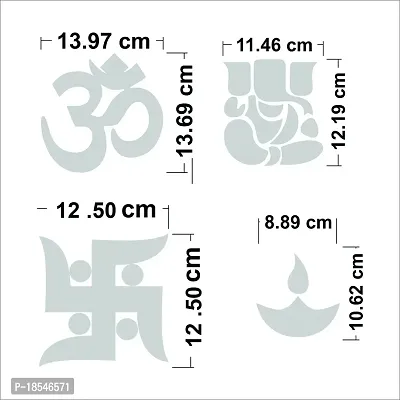 Spectro Ganesha Combo Mirror Stickers for Wall, Wall Mirror Stickers, Wall Stickers for Hall Room, Bed Room, Kitchen. Color : Silver-thumb3