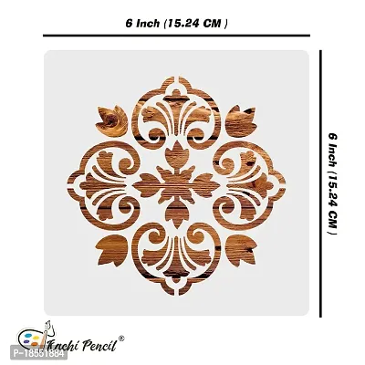 Kachi Pencil Floral Pattern Design Mandala Craft Stencil for Art and Painting, Size 6 x 6 inch Reusable Stencil for Painting, Fabric, Glass, Wall Painting, and Craft Painting, Kids DIY Project-thumb5