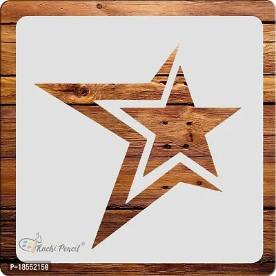 Kachi Pencil Caption America Star Art and Craft Stencils for Painting, Size 6 x 6 inch Reusable Stencil for Painting, Fabric, Glass, Wall Painting, and Craft Painting