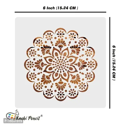 Kachi Pencil Mandala Art Design Craft Stencil for Art and Painting, Size 6x6 inch Reusable Stencil for Painting, Fabric, Glass, Wall Painting, and Craft Painting-thumb5