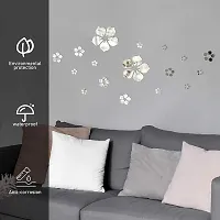 Spectro Acrylic Mirror Floral Wall Stickers Self Adhesive Mirror Wall Decor Removable Mirror Decor 3D Flower DIY Wall Sticker for Living Room Bedroom Bathroom?18 PCS Silver?-thumb4