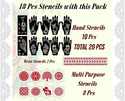 Ivana's Set of 20 Pcs Combo Pack, Reusable Mehandi Design Sticker Stencils for Both Hand | Mehendi Stencil | Quick and Easy to Use, for Girls, Women, Kids  Teen, D-2280-thumb3