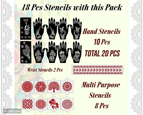 Ivana's Set of 20 Pcs Combo Pack, Reusable Mehandi Design Sticker Stencils for Both Hand | Mehendi Stencil | Quick and Easy to Use, for Girls, Women, Kids  Teen, D-2280-thumb4