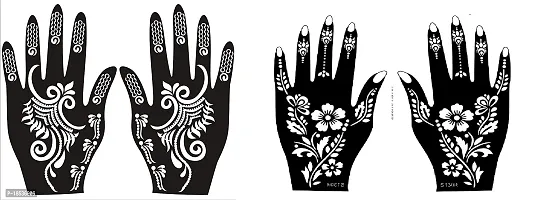 IVANA'S Heena Mehandi Tatto Stencil Set for | Hand | Body | Fingure | Face | Heena Art Temporary Tatto for Kids, Girls  Women, Design - Stencil-104, Black, M
