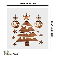 Kachi Pencil Christmas Tree Stencils for Art, Craft and Painting, Size 6 x 6 inch Reusable Stencil for Painting, Fabric, Glass, Wall Painting, and Craft Painting-thumb4