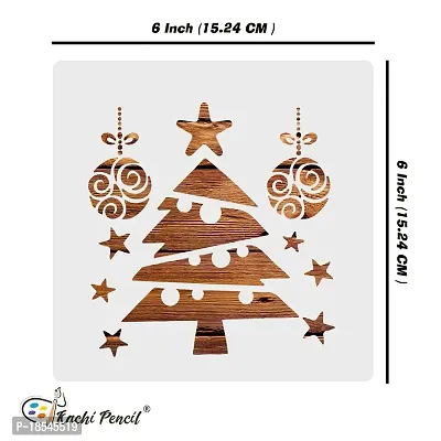 Kachi Pencil Christmas Tree Stencils for Art, Craft and Painting, Size 6 x 6 inch Reusable Stencil for Painting, Fabric, Glass, Wall Painting, and Craft Painting-thumb5