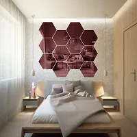 Spectro Big 12 Hexagon Black (Each Piece Size 17.3 cm x 15.2 cm) Mirror Stickers for Wall, Hexagon Mirror Wall Stickers Color : Copper-thumb2