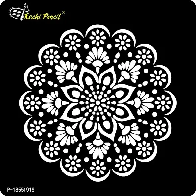 Kachi Pencil Mandala Art Design Craft Stencil for Art and Painting, Size 6x6 inch Reusable Stencil for Painting, Fabric, Glass, Wall Painting, and Craft Painting-thumb2