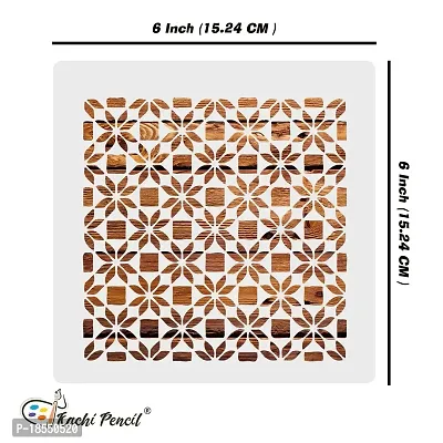 Kachi Pencil Patterns Art and Craft Stencils for Painting, Size 6 x 6 inch Reusable Stencil for Painting, Fabric, Glass, Wall Painting, and Craft Painting-thumb5