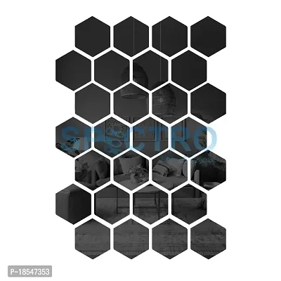 Spectro Mirror Stickers for Wall, Hexagon Mirror Wall Stickers, Acrylic Mirror Wall Sticker, Hexagonal Mirror Wall Sticker, Wall Mirror Stickers. Pack of 28-thumb0
