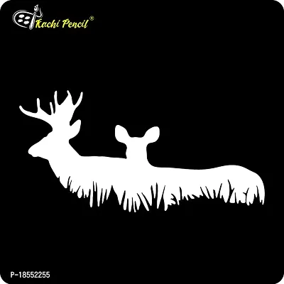 Kachi Pencil Deer Craft Stencil for Art and Painting, Size 6 x 6 inch Reusable Stencil for Painting, Fabric, Glass, Wall Painting, and Craft Painting, Kids DIY Project-thumb3