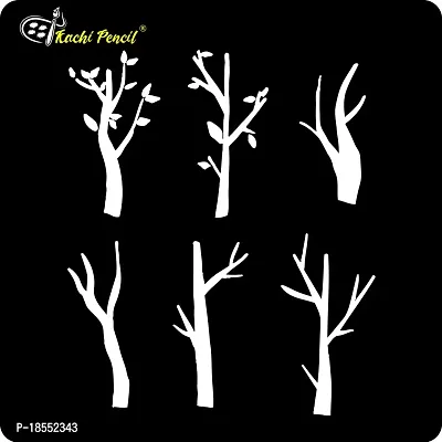 Kachi Pencil Tree Branches Stencils for Art, Craft and Painting, Size 6 x 6 inch Reusable Stencil for Painting, Fabric, Glass, Wall Painting, and Craft Painting-thumb2