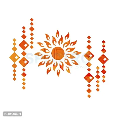 Spectro Sun with Diamond Shape Mirror Stickers for Wall, Acrylic Mirror Wall Decor Sticker, Wall Mirror Stickers, 3D Sticker Wall Stickers for Hall Room, Bed Room, Kitchen. Color : Orange