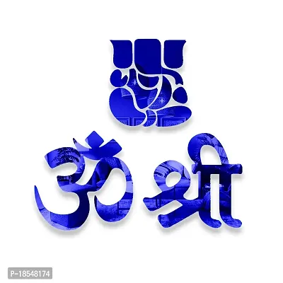 Spectro - Om Shree Ganesh Stickers Acrylic 3D Home Decoration Wall Stickers, Mirror Stickers for Wall Color : Blue