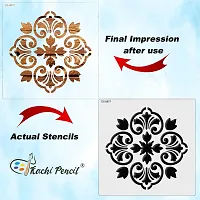 Kachi Pencil Floral Pattern Design Mandala Craft Stencil for Art and Painting, Size 6 x 6 inch Reusable Stencil for Painting, Fabric, Glass, Wall Painting, and Craft Painting, Kids DIY Project-thumb3