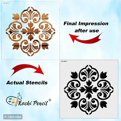 Kachi Pencil Floral Pattern Design Mandala Craft Stencil for Art and Painting, Size 6 x 6 inch Reusable Stencil for Painting, Fabric, Glass, Wall Painting, and Craft Painting, Kids DIY Project-thumb4