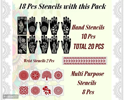 Ivana's Set of 20 Pcs Combo Pack, Reusable Stencil Mahandi for Hand Latest Mehandi Design Stencils for Girls, Women, Kids  Teen, D-2360-thumb4