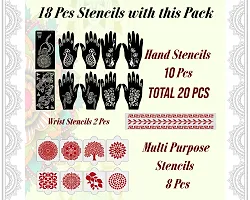 Ivana's Set of 20 Pcs Combo Pack, Reusable Mehandi Design Sticker Stencils for Both Hand | Mehandi Design Stickers for Hand | Quick and Easy to Use, for Girls, Women, Kids  Teen, D-2130-thumb3