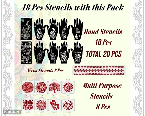Ivana's Set of 20 Pcs Combo Pack, Reusable Mehandi Design Sticker Stencils for Both Hand | Mehandi Design Stickers for Hand | Quick and Easy to Use, for Girls, Women, Kids  Teen, D-2130-thumb4