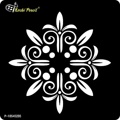 Kachi Pencil Mandala Art Rangoli Craft Stencil for Art and Painting, Size 6x6 inch Reusable Stencil for Painting, Fabric, Glass, Wall Painting, and Craft Painting-thumb2