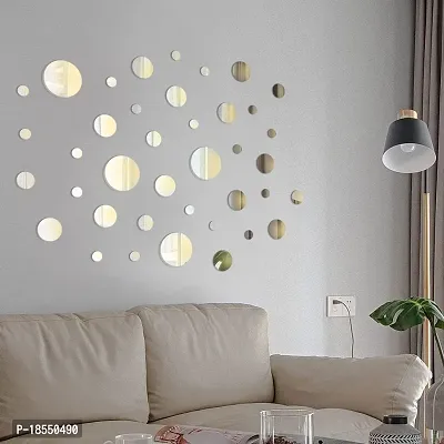 Spectro 66 Pieces Mirror Wall Decor Living Room, Silver Wallpaper for Kitchen, Hallway Polka Dot Wall Decals, Funky Circle Wall Stickers for Bedroom, Aesthetic Room Decor for Teen Girls.Easter Decor.-thumb3