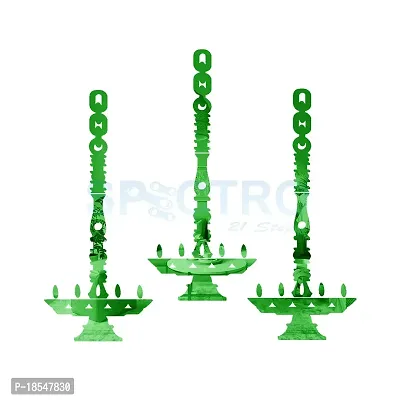 Spectro 3 Hanging Diya, Mirror Stickers for Wall, Acrylic Mirror Wall Decor Sticker, 3D Wall Mirror Stickers, Wall Stickers for Hall Room, Bed Room, Kitchen. Color : Green