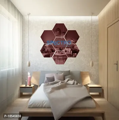 Spectro 7 Hexagon, Mirror Stickers for Wall, Hexagon Mirror Wall Stickers, Acrylic Mirror Wall Decor Sticker (Silver, Each Hexagon Size 121 Cm X 105-thumb3