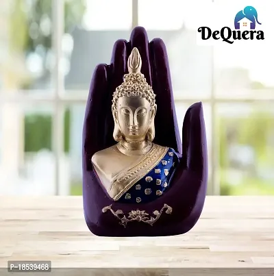 DEQUERA? gt; Handcrafted Palm Buddha Polyresin Showpiece for Home Decor, Diwali Gifts, Office, Study Table ((Maroon)-thumb2