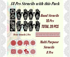 Ivana's Set of 20 Pcs Combo Pack, Reusable Mehandi Design Sticker Stencils for Both Hand | Mehandi Stickers Set | Quick and Easy to Use, for Girls, Women, Kids  Teen, D-2245-thumb3