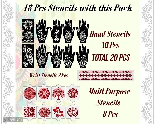 Ivana's Set of 20 Pcs Combo Pack, Reusable Mehandi Design Sticker Stencils for Both Hand | Mehandi Stickers Set | Quick and Easy to Use, for Girls, Women, Kids  Teen, D-2245-thumb4