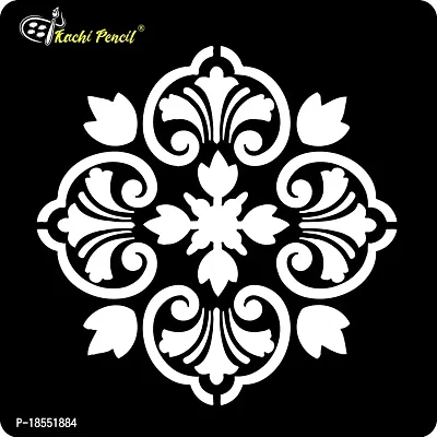 Kachi Pencil Floral Pattern Design Mandala Craft Stencil for Art and Painting, Size 6 x 6 inch Reusable Stencil for Painting, Fabric, Glass, Wall Painting, and Craft Painting, Kids DIY Project-thumb2