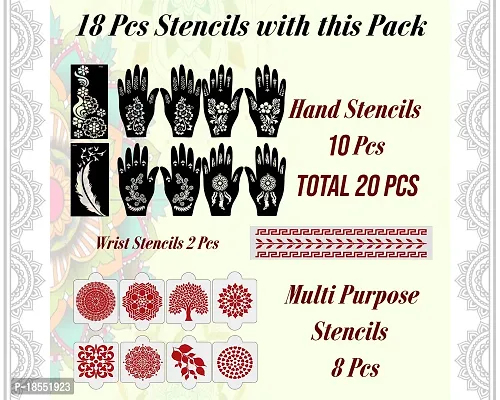 Ivana's Set of 20 Pcs Combo Pack, Reusable Mehandi Design Sticker Stencils for Both Hand | Mehndi Design Sticker Full Hand | Quick and Easy to Use, for Girls, Women, Kids  Teen, D-2057-thumb4