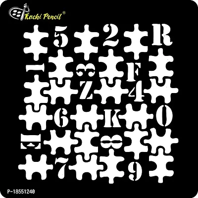 Kachi Pencil Puzzle with Numbers Craft Stencil for Art and Painting, Size 6 x 6 inch Reusable Stencil for Painting, Fabric, Glass, Wall Painting, and Craft Painting-thumb2