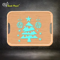 Kachi Pencil Christmas Tree Stencils for Art, Craft and Painting, Size 6 x 6 inch Reusable Stencil for Painting, Fabric, Glass, Wall Painting, and Craft Painting-thumb2