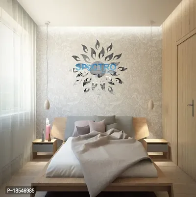 Spectro Sun (Large Size 2 Feet), Mirror Stickers for Wall, Acrylic Mirror Wall Decor Sticker, Wall Mirror Stickers, Wall Stickers for Hall Room, Bed Room, Kitchen. Color : Silver-thumb3