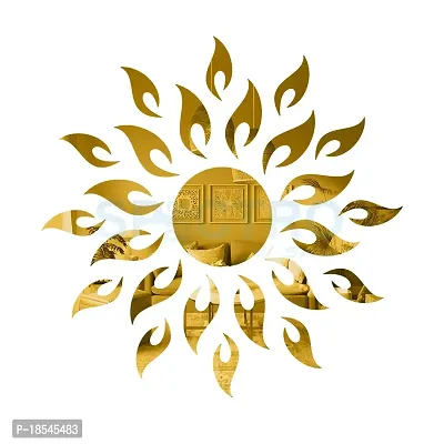 Spectro Sun (Large Size 2 Feet), Mirror Stickers for Wall, Acrylic Mirror Wall Decor Sticker, Wall Mirror Stickers, Wall Stickers for Hall Room, Bed Room, Kitchen. Color : Golden-thumb0