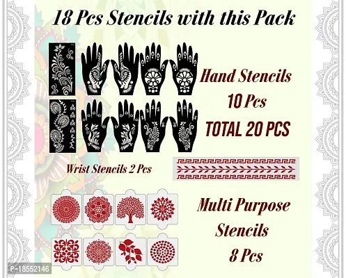 Ivana's Set of 20 Pcs Combo Pack, Reusable Mehendi Design Stencilsfor Both Hands, Easy to Use, Best for Girls, Women, Kids  Teen| New Mehandi Stencils Design Stickers, D-2306-thumb4