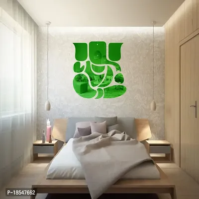 Spectro Ganesha (Size 23 cm x 25 cm), Mirror Stickers for Wall, Acrylic Mirror Wall Decor Sticker, Wall Mirror Stickers, Acrylic Stickers, Wall Stickers for Hall Room, Bed Room, Kitchen. Color : Green-thumb3