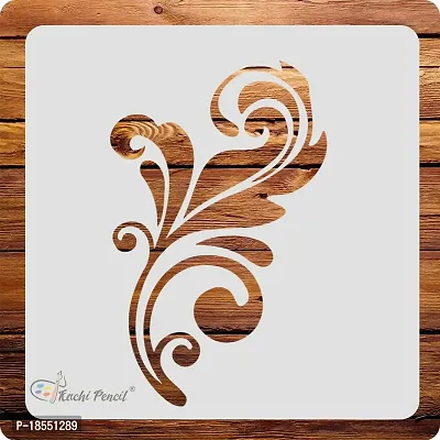 Kachi Pencil Swirl Pattern Design Craft Stencil for Art and Painting, Size 6x6 inch Reusable Stencil for Painting, Fabric, Glass, Wall Painting, and Craft Painting