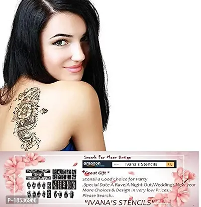 IVANA'S Heena Mehandi Tatto Stencil Set for | Hand | Body | Fingure | Face | Heena Art Temporary Tatto for Kids, Girls  Women, Design - Stencil-104, Black, M-thumb3