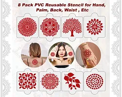 Ivana's Set of 20 Pcs Heena Tatto Stencil (10 Pcs Hand Stencil + 8 Pcs Hand Palm Stencil + 2 Pcs Hand Border), Heena Mehandi Sticker, Hand, Leg, Body for Women, Girls and Kids, Easy to Apply, D-2015-thumb2