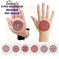 Ivana's Pack of 8 Pcs (2 Pcs Heena Stencil Tatto + 6 Pcs Laser Cut PVC Reusable Heena Stencils), Heena Mehandi Sticker, Mehandi Stickers for Full Hand for Women, Girls and Kids, Easy to Apply, IVH-99-thumb1