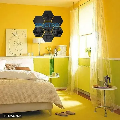 Spectro 7 Hexagon, Mirror Stickers for Wall, Hexagon Mirror Wall Stickers, Acrylic Mirror Wall Decor Sticker (Silver, Each Hexagon Size 121 Cm X 105-thumb3