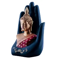 IVANA'S Craft Handcrafted Palm Buddha || Made by Poly Resin || Showpiece for Home D?cor || Diwali Gifts | Office | Study Table | Color - Red and Golden with Deep Green Hand-thumb2